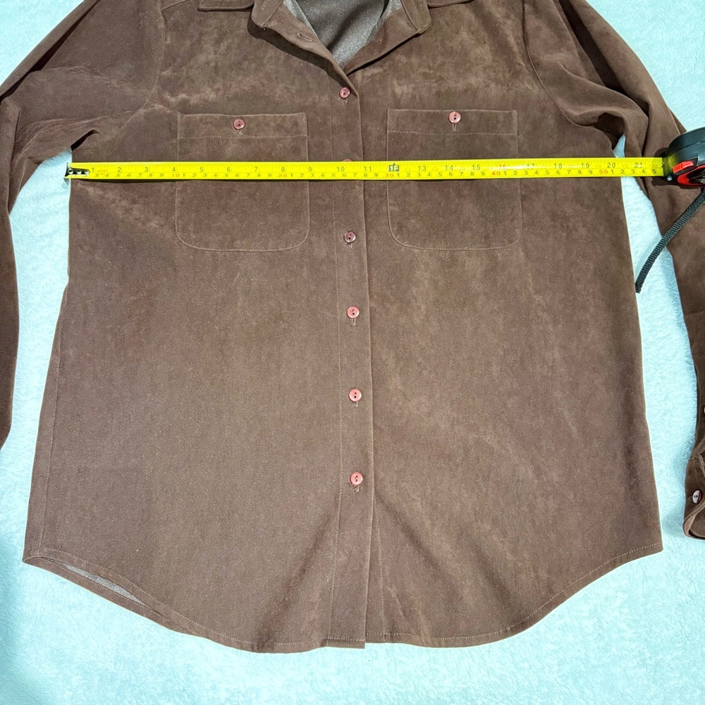 CB Carry Back Brown Faux Suede Button Down‎ Shirt | Size 6 - Picture 7 of 8